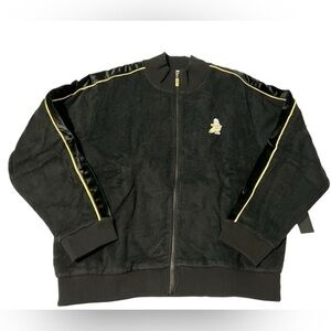 Bananas Monkey Zip up track jacket Black Yellow Terry Cloth 100% cotton size 2XL